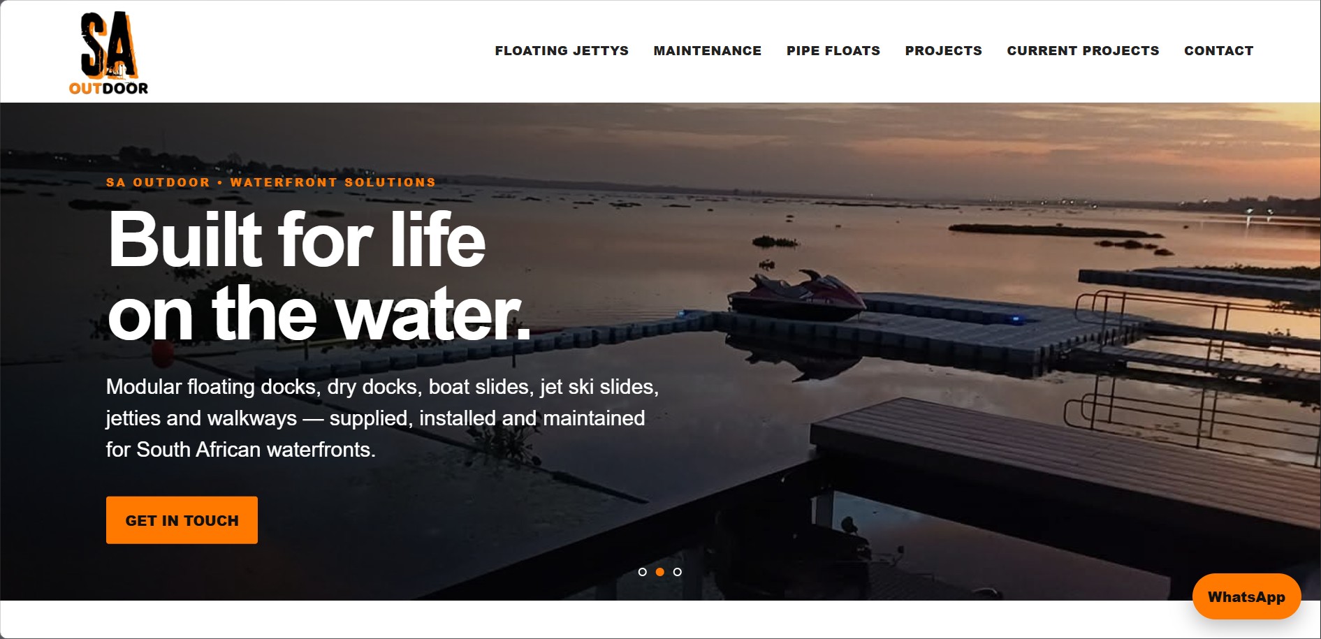 SA Outdoor website displayed in a desktop layout