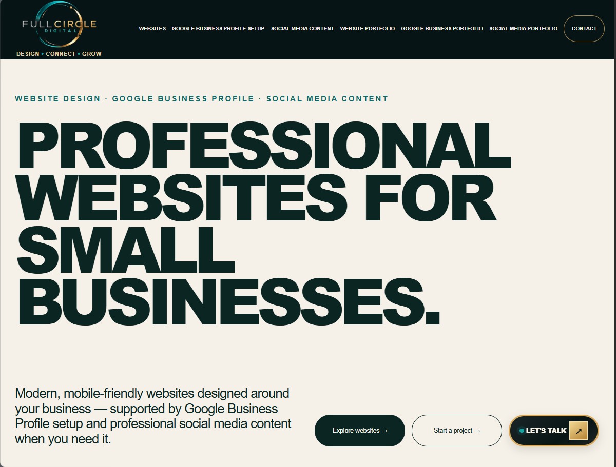 Full Circle Digital tablet website view