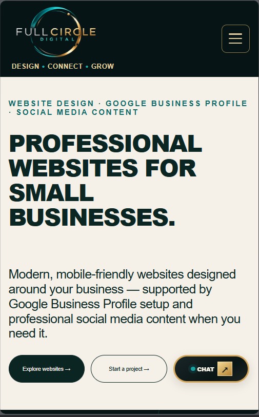 Full Circle Digital mobile website view